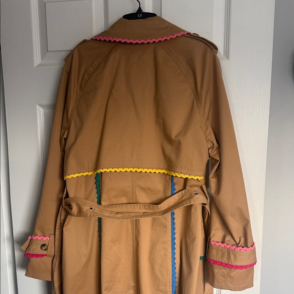 Avec Les Filles Tan Trench Coat with colorful piping - Picture 5 of 6